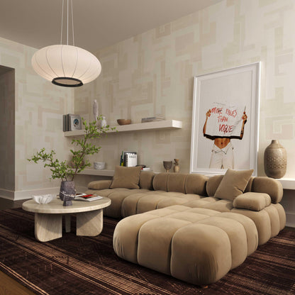 Pouf modulaire en velours camel Solace