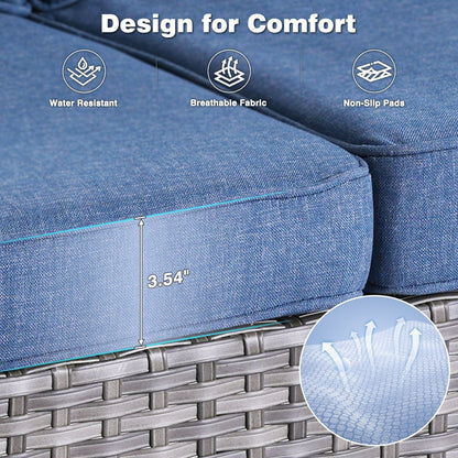 Ensemble de conversation 5 pièces en osier pour patio à dossier haut OVIOS