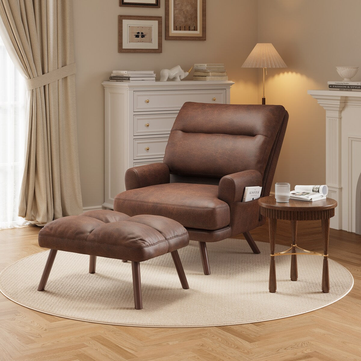 Fauteuil inclinable réglable OVIOS avec pouf