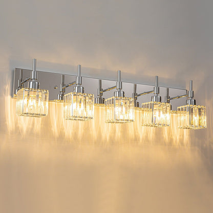 Luminaires de salle de bain en cristal à intensité variable Ora Modern sur miroir Glam Vanity Lights