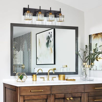 Luminaires de salle de bain en cristal à intensité variable Ora Modern sur miroir Glam Vanity Lights