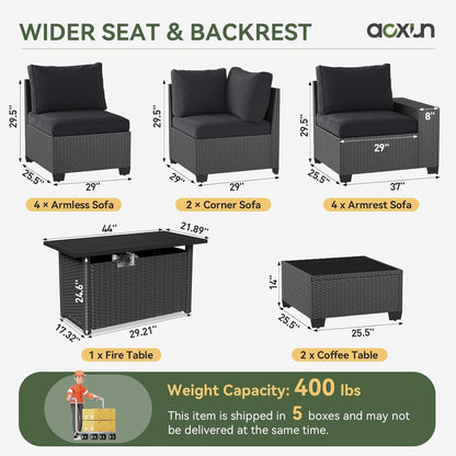 Ensembles de meubles de patio extérieurs avec coussins épais de 4 pouces