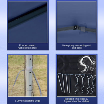 Auvent pop-up robuste Outsunny 10' x 10' avec filet latéral en maille amovible, conception d'installation facile, événement de fête en plein air