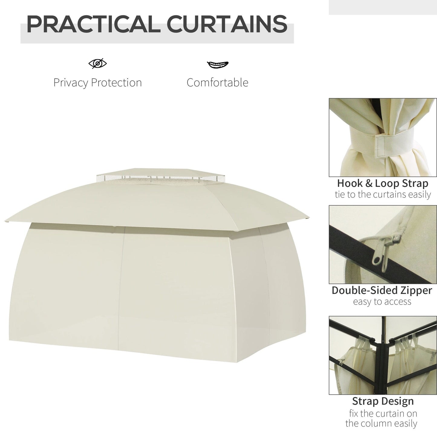Gazebo de terrasse Outsunny 10' x 13', abri d'extérieur avec parois latérales, toit à double ventilation et structure en acier