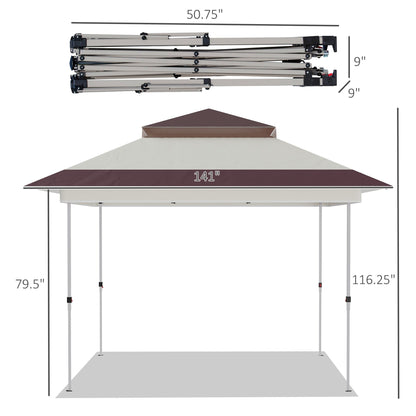 Outsunny 12' x 12' Pop Up Canopy Sun Shade Tente instantanée pliable avec filet latéral en maille, hauteur réglable sur 3 niveaux