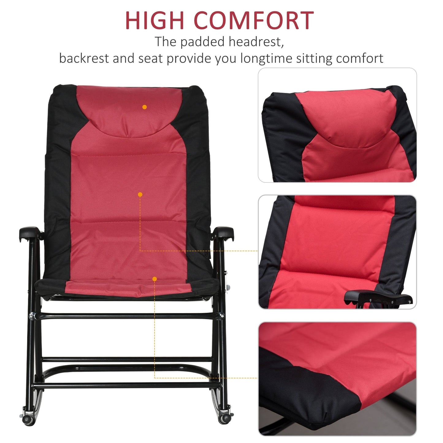 Ensemble de chaises à bascule pliantes Outsunny avec siège et dossier rembourrés, oreiller
