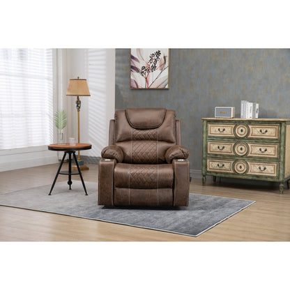 Fauteuil inclinable électrique surdimensionné en cuir PU avec massage, chauffage lombaire, porte-gobelet, inclinaison à plat à 180°