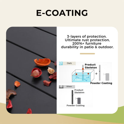 Ensemble de salle à manger de patio 6 pièces MAISON ARTS avec parasol à inclinaison automatique à 3 niveaux de 10 pieds : 4 chaises d'extérieur en métal et 1 table à manger carrée en métal