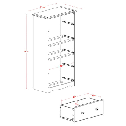 Commode 5 tiroirs géants 100 % bois massif de Palace Imports avec serrure, boutons en métal ou en bois