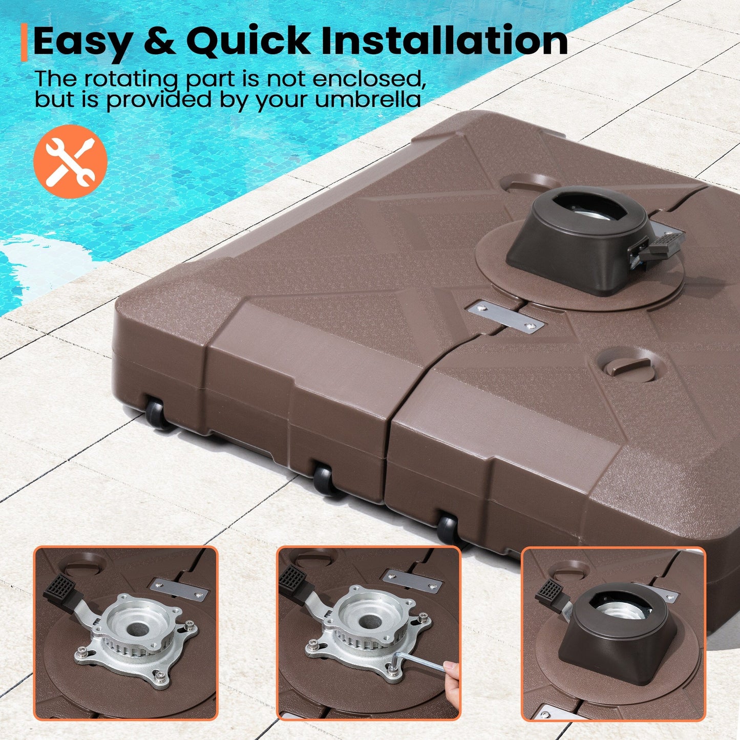 Base de parasol déporté Pellebant de 220 lb avec roulettes - N/A