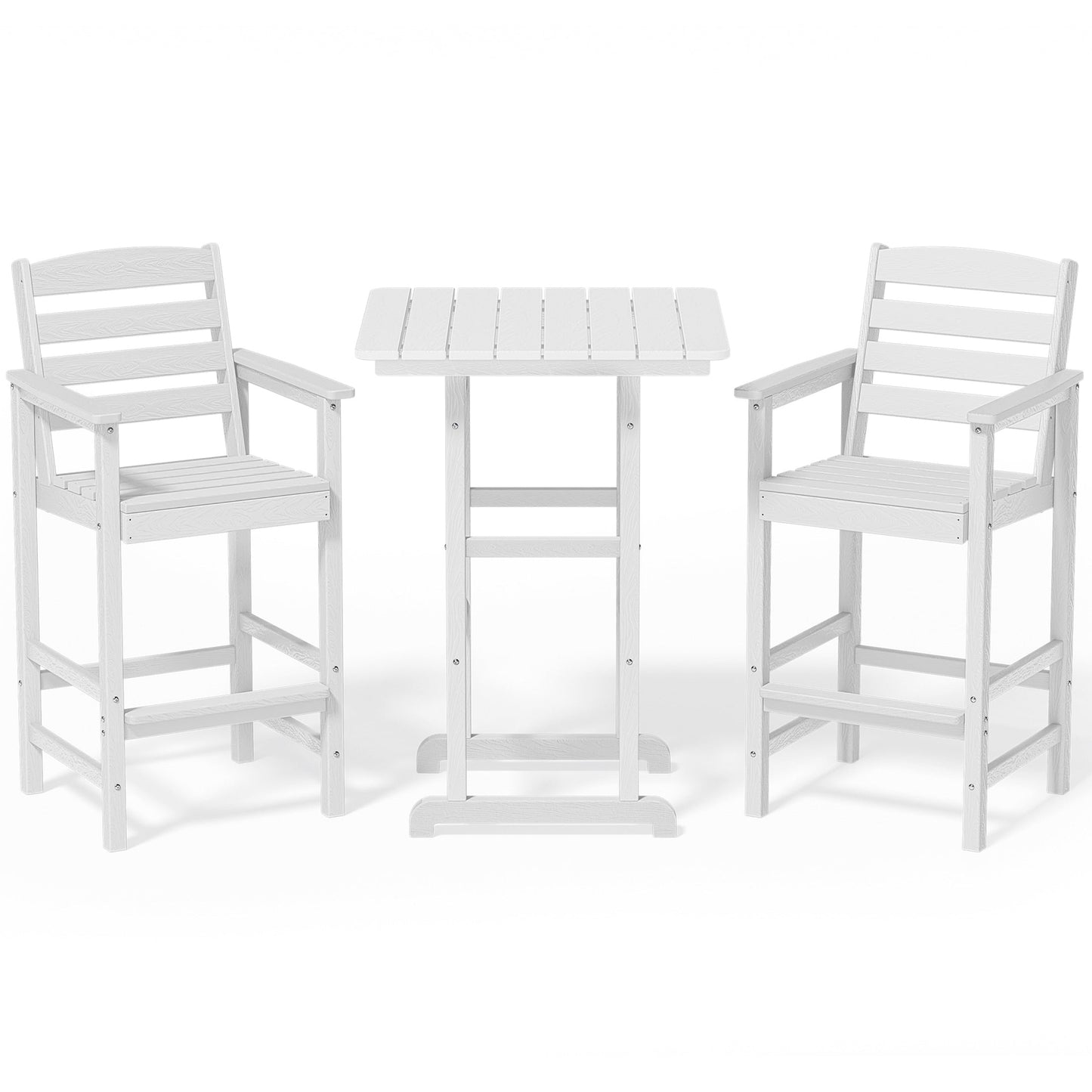 Ensemble de 3 chaises hautes Adirondack en plastique pour patio