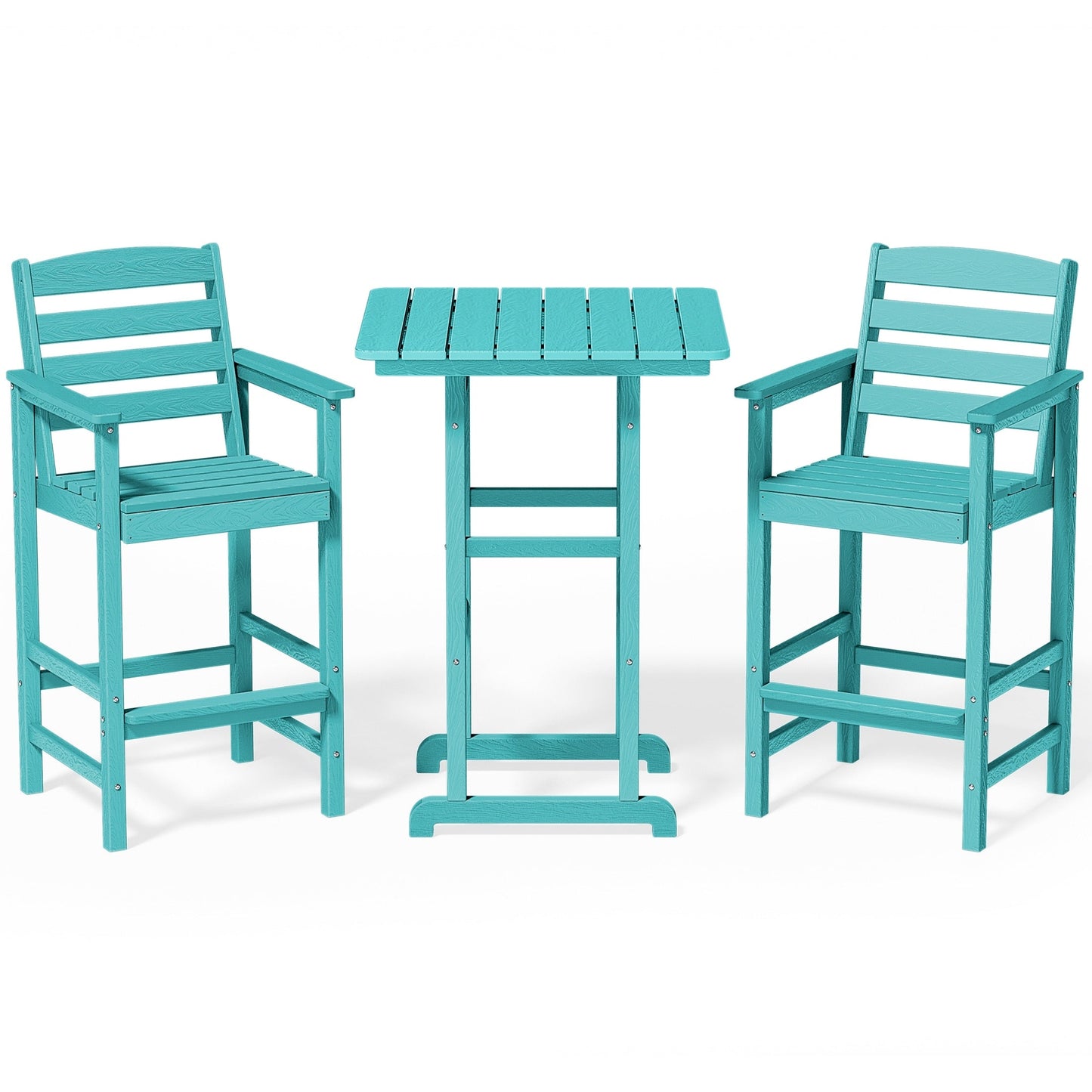 Ensemble de 3 chaises hautes Adirondack en plastique pour patio