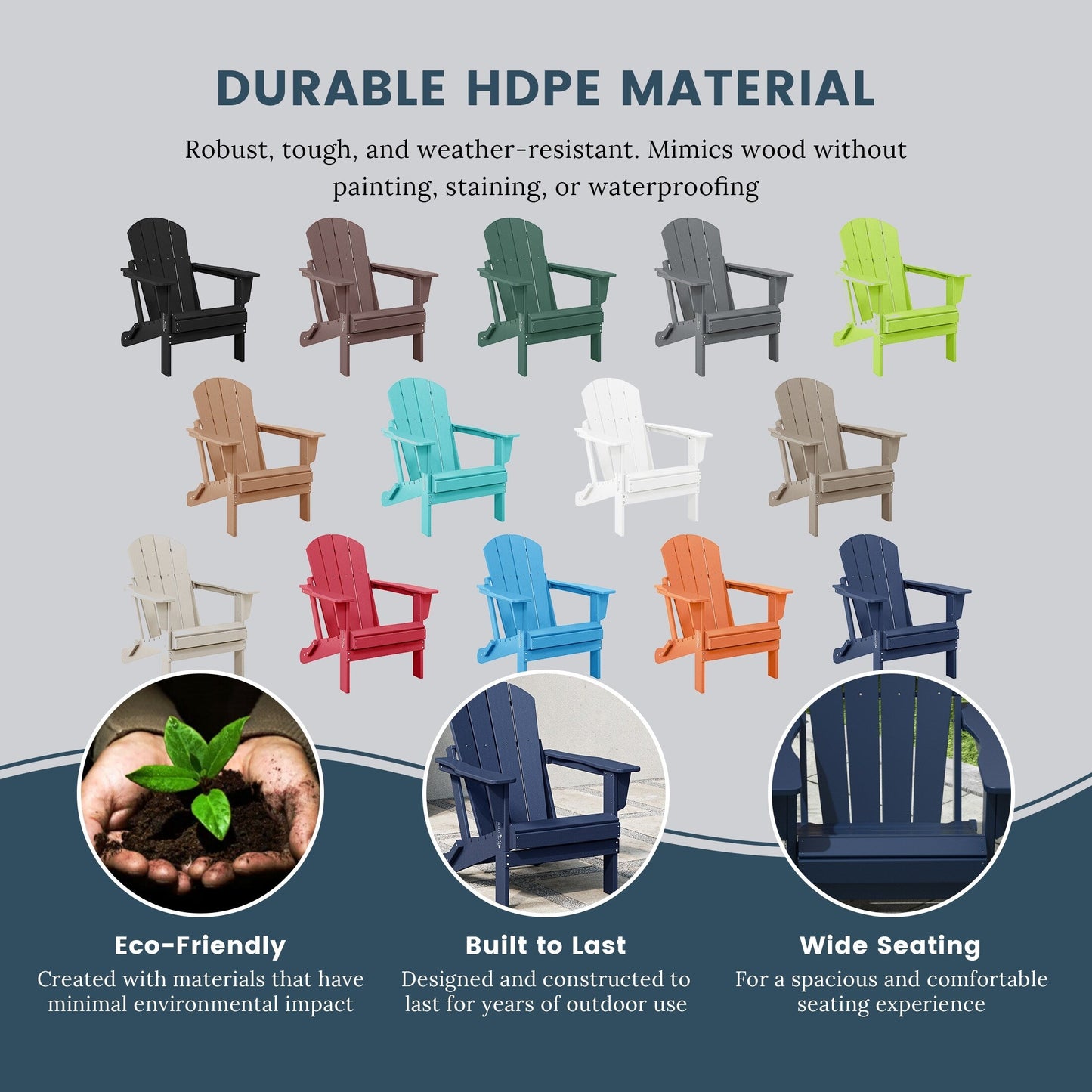 Chaises pliantes Adirondack Polytrends Laguna résistantes aux intempéries (lot de 4)