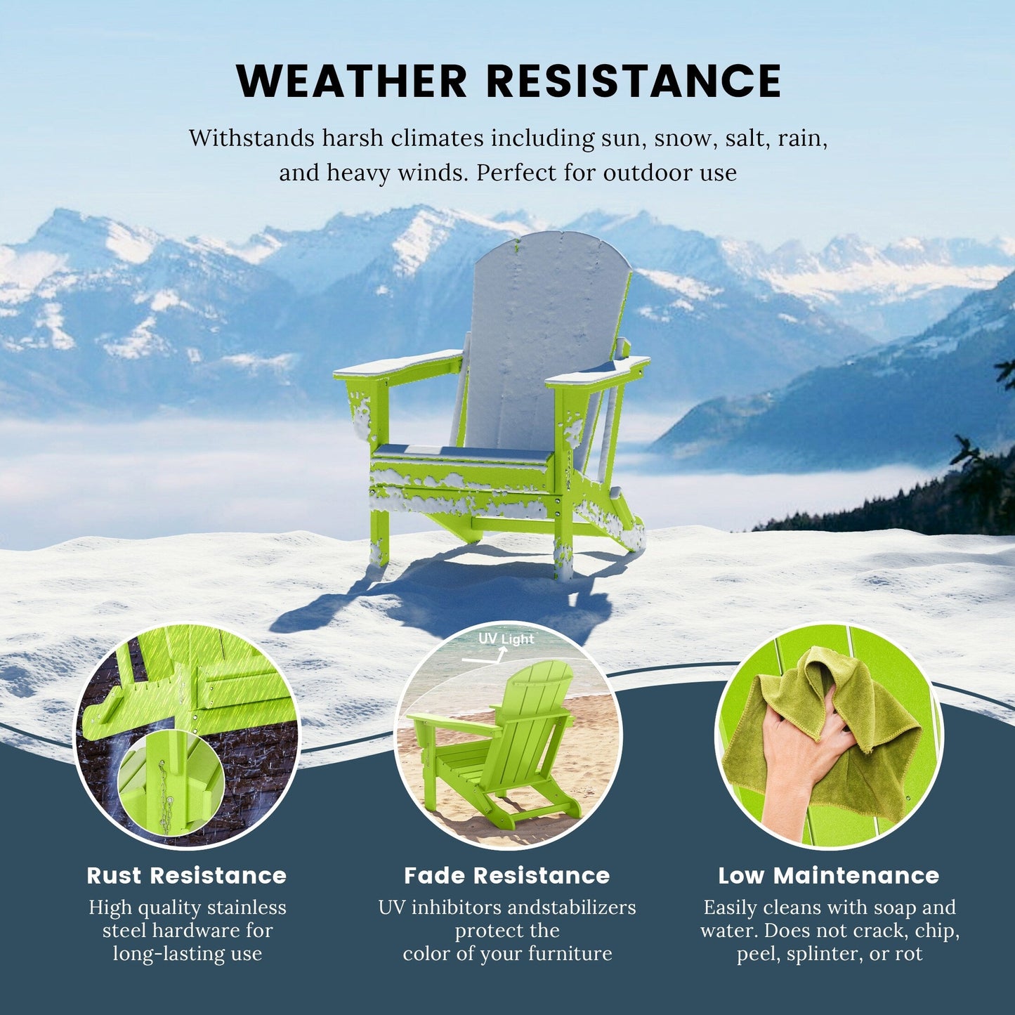 Chaises pliantes Adirondack Polytrends Laguna résistantes aux intempéries (lot de 4)