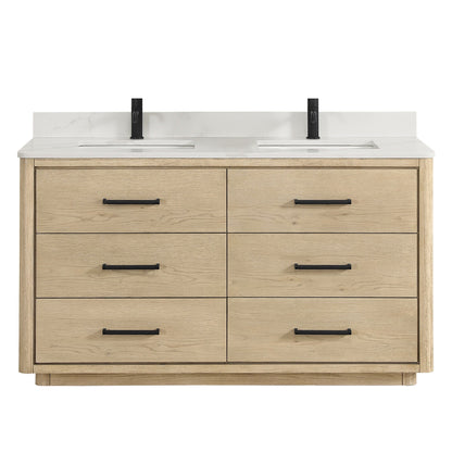 Meuble-lavabo Porto avec dessus en quartz blanc sans miroir