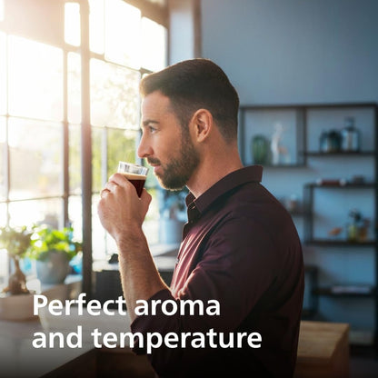 Machine à expresso haut de gamme, 12 cafés chauds/glacés, système LatteGo, moulin en céramique, chrome noir