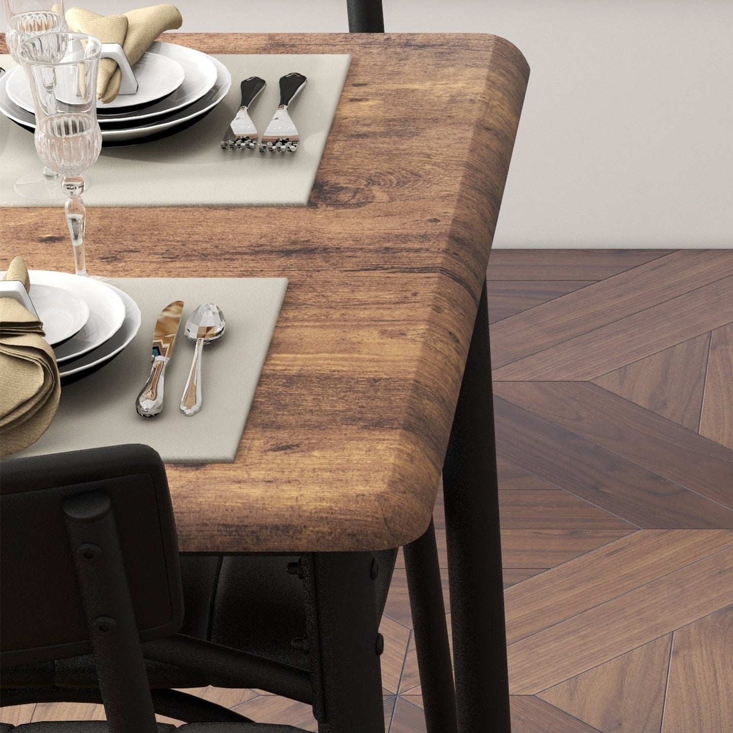 Ensemble table à manger rectangulaire pour 4 personnes avec chaises rembourrées