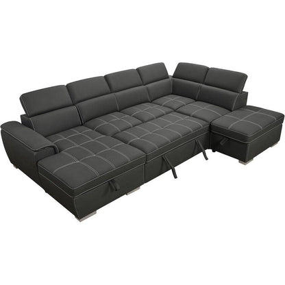 Canapé modulable réversible 7 places Roomfitters 128 en U avec repose-pieds, gris