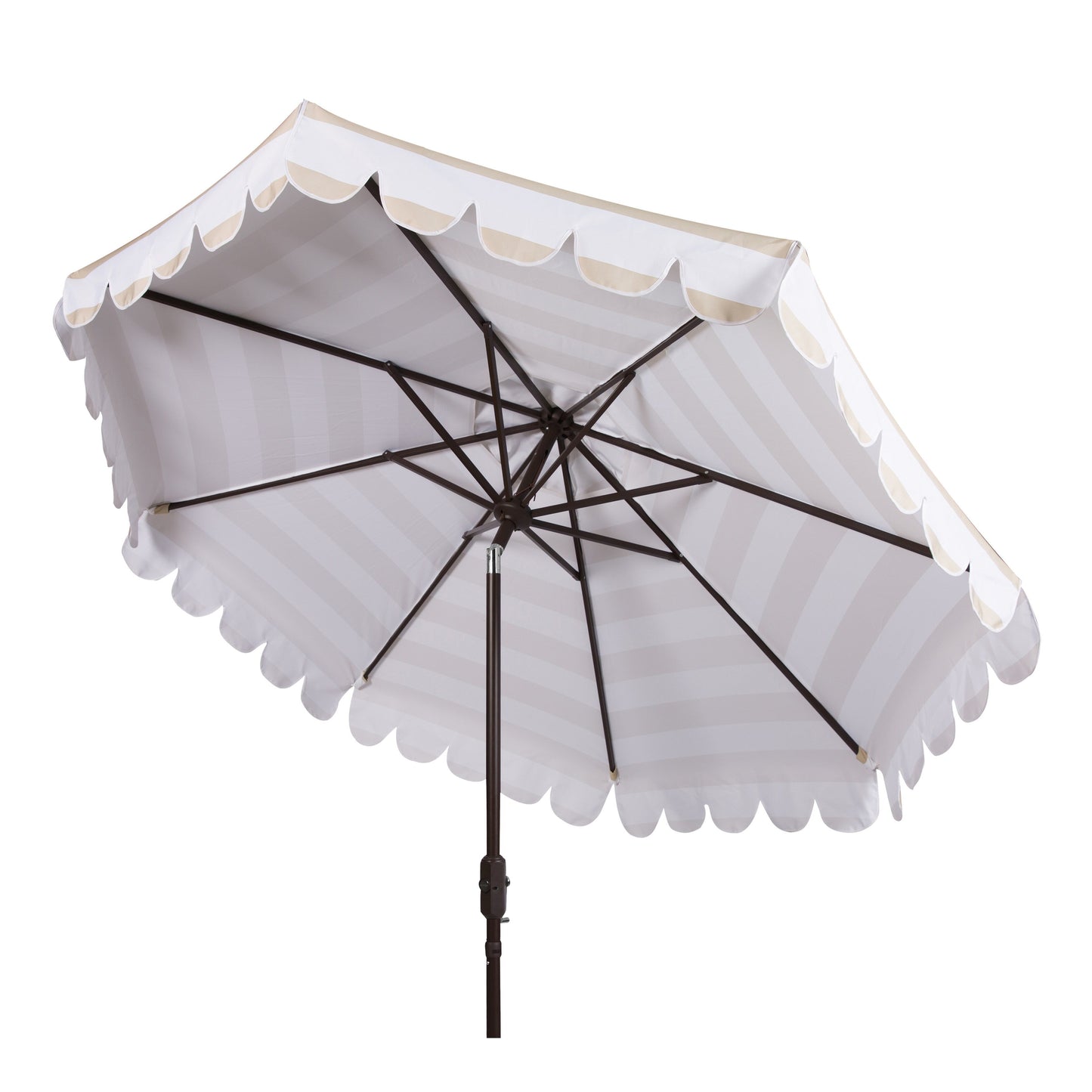 Parapluie à manivelle rayé SAFAVIEH Nargiz de 2,7 m, à motif festonné