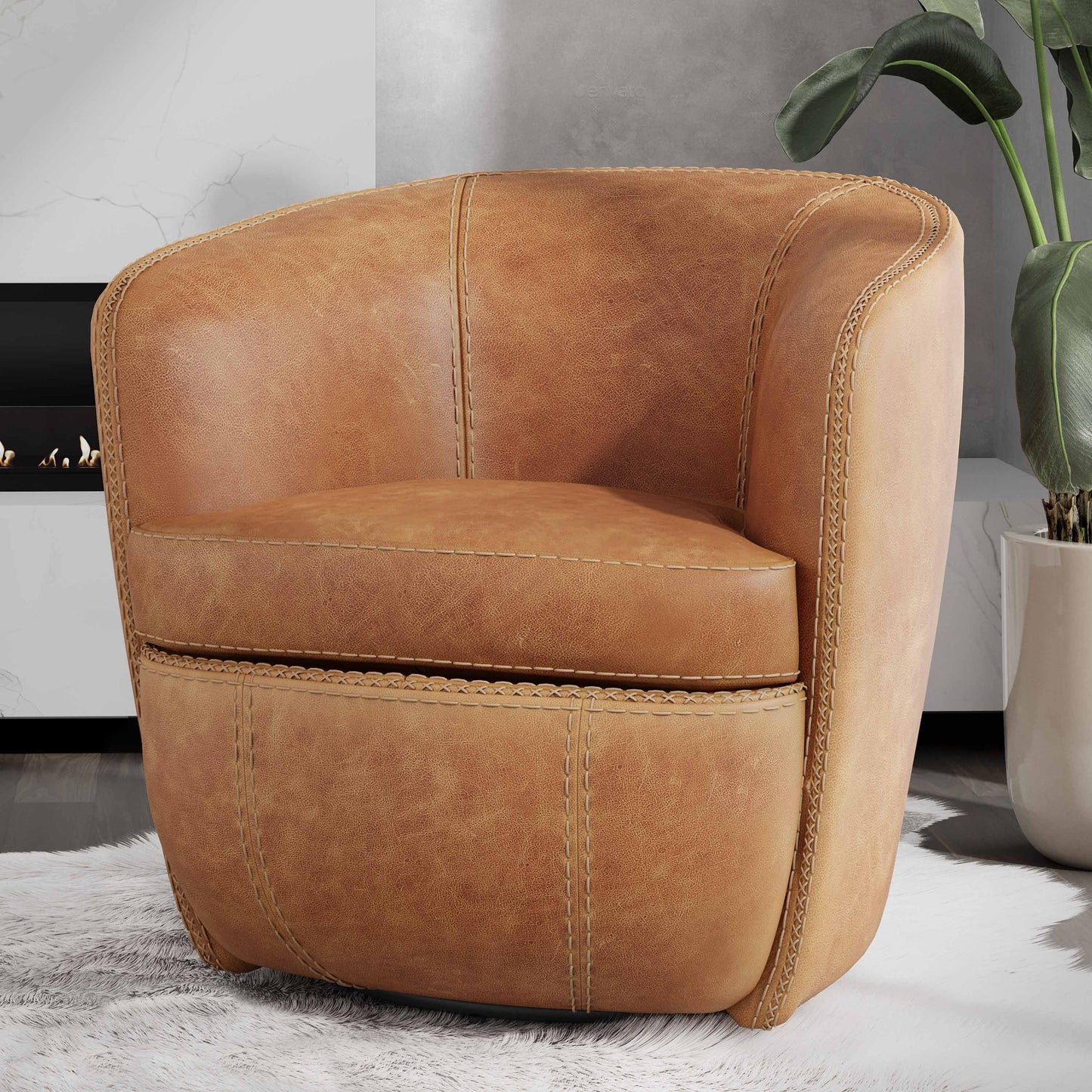 Chaise pivotante en cuir Barolo