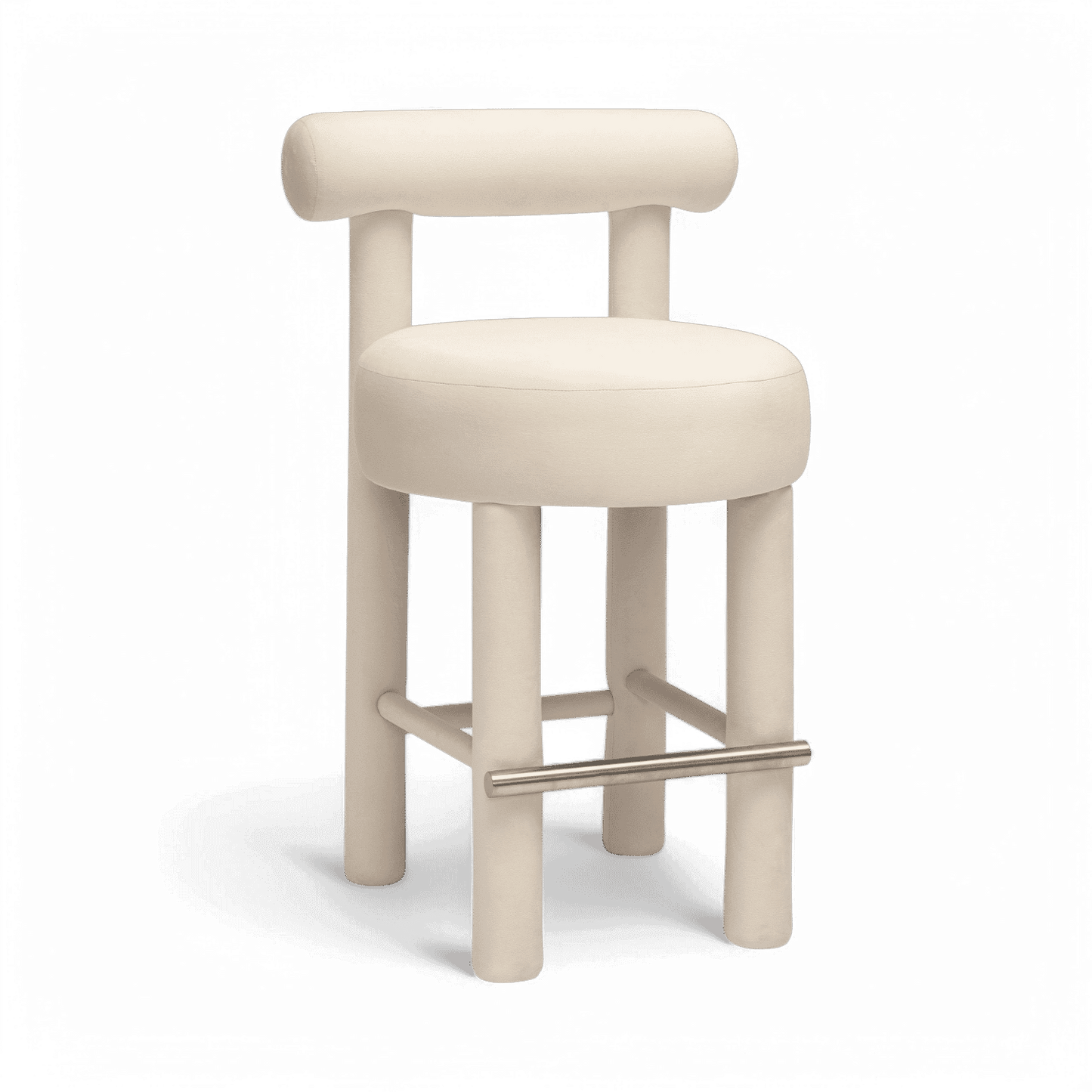 Tabouret de bar Arch en velours blanc cassé