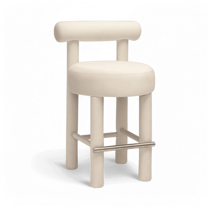 Tabouret de bar Arch en velours blanc cassé