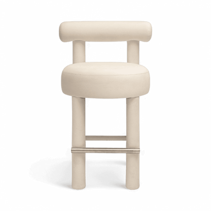 Tabouret de bar Arch en velours blanc cassé