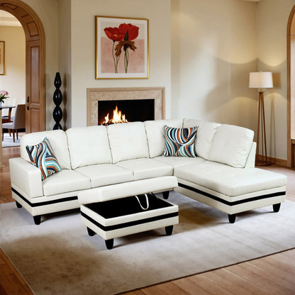 Ensemble de canapés de salon 3 pièces en cuir synthétique semi-PU