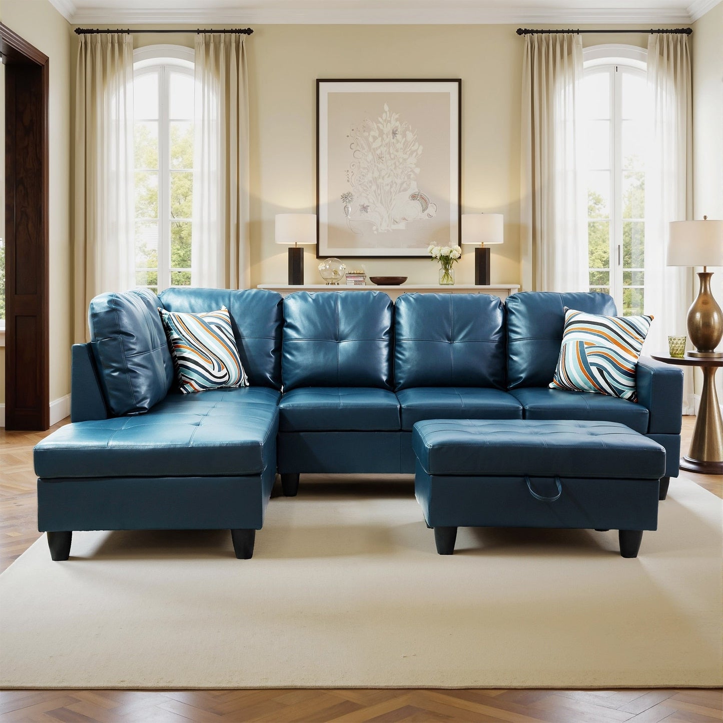 Ensemble de canapés de salon 3 pièces en cuir synthétique semi-PU