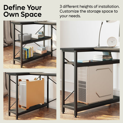 Petit bureau en L avec étagères de rangement Bureau d'ordinateur d'angle