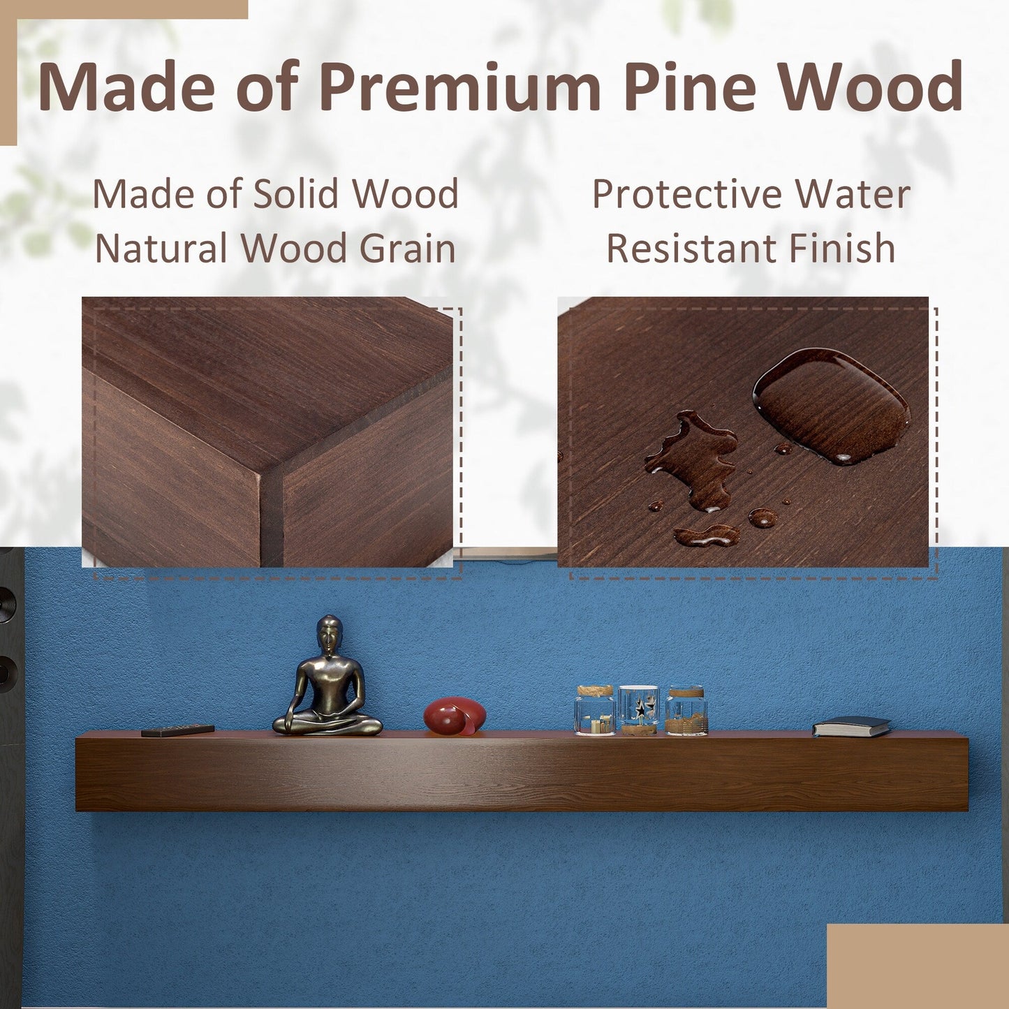 Étagère flottante murale pour manteau de cheminée en pin massif