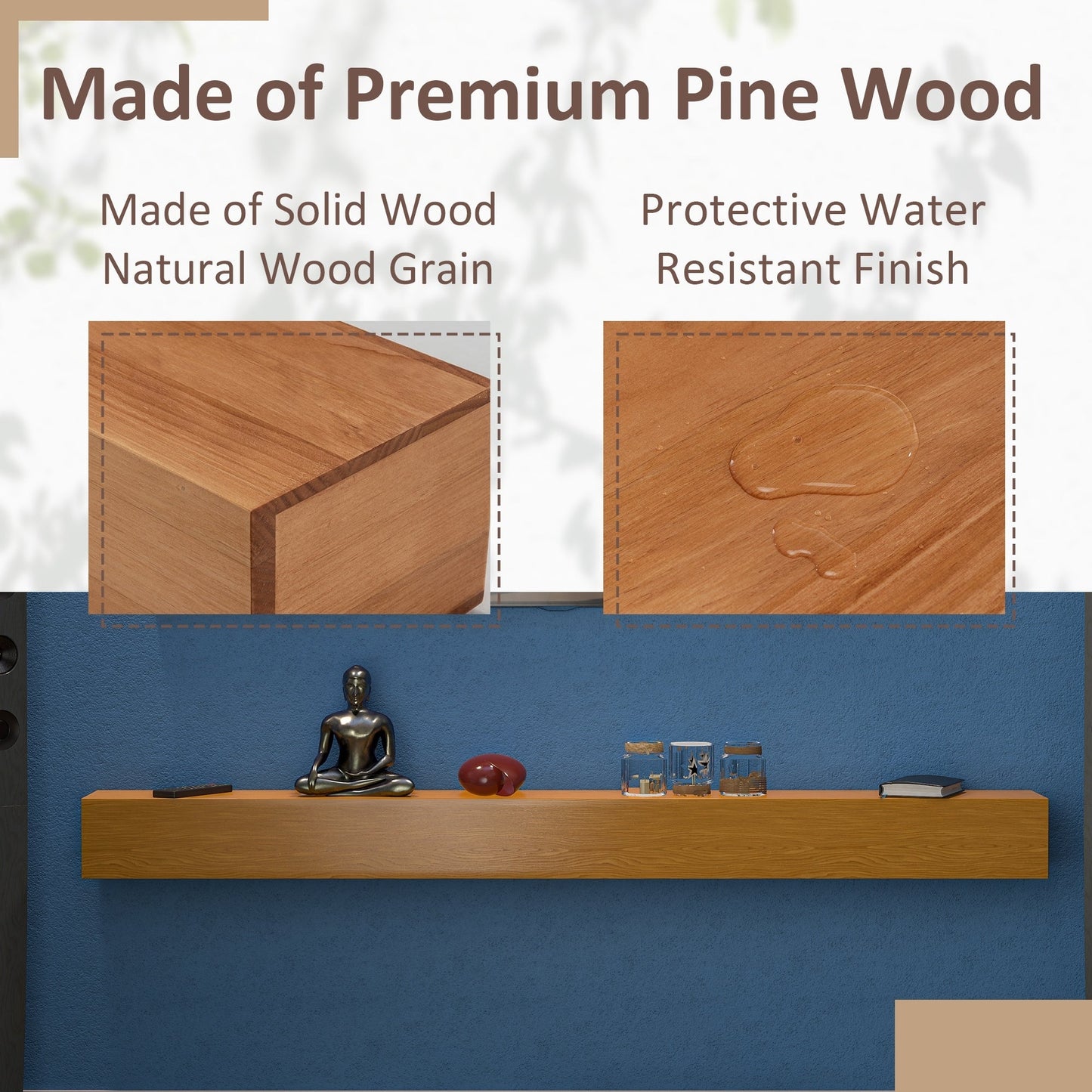 Étagère flottante murale pour manteau de cheminée en pin massif