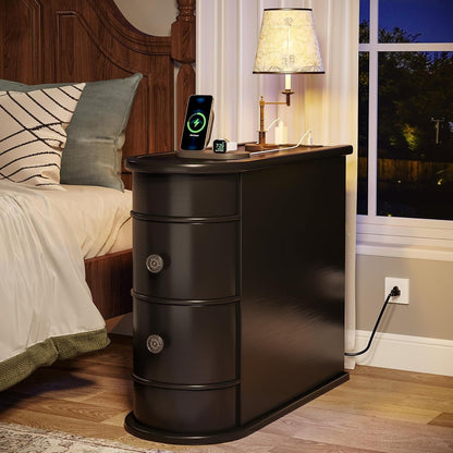 Table d'appoint étroite à deux tiroirs en bois massif