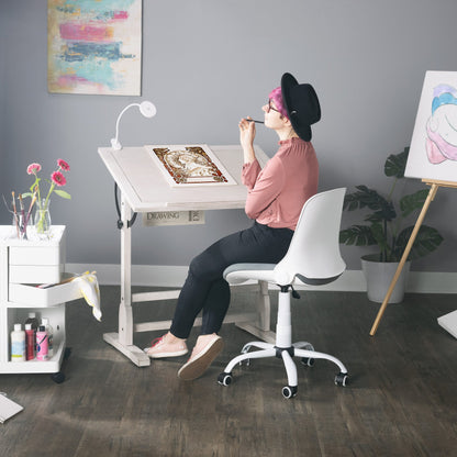 Table à dessin vintage en bois de 36 pouces avec plateau réglable en angle pour le dessin