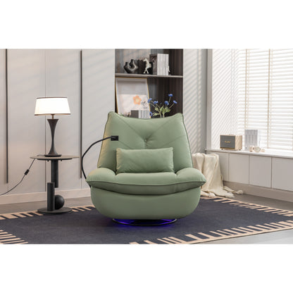 Fauteuil inclinable pivotant et électrique avec haut-parleurs Bluetooth, support de téléphone, ports de chargement USB et Type-C, rangement dissimulé des accoudoirs