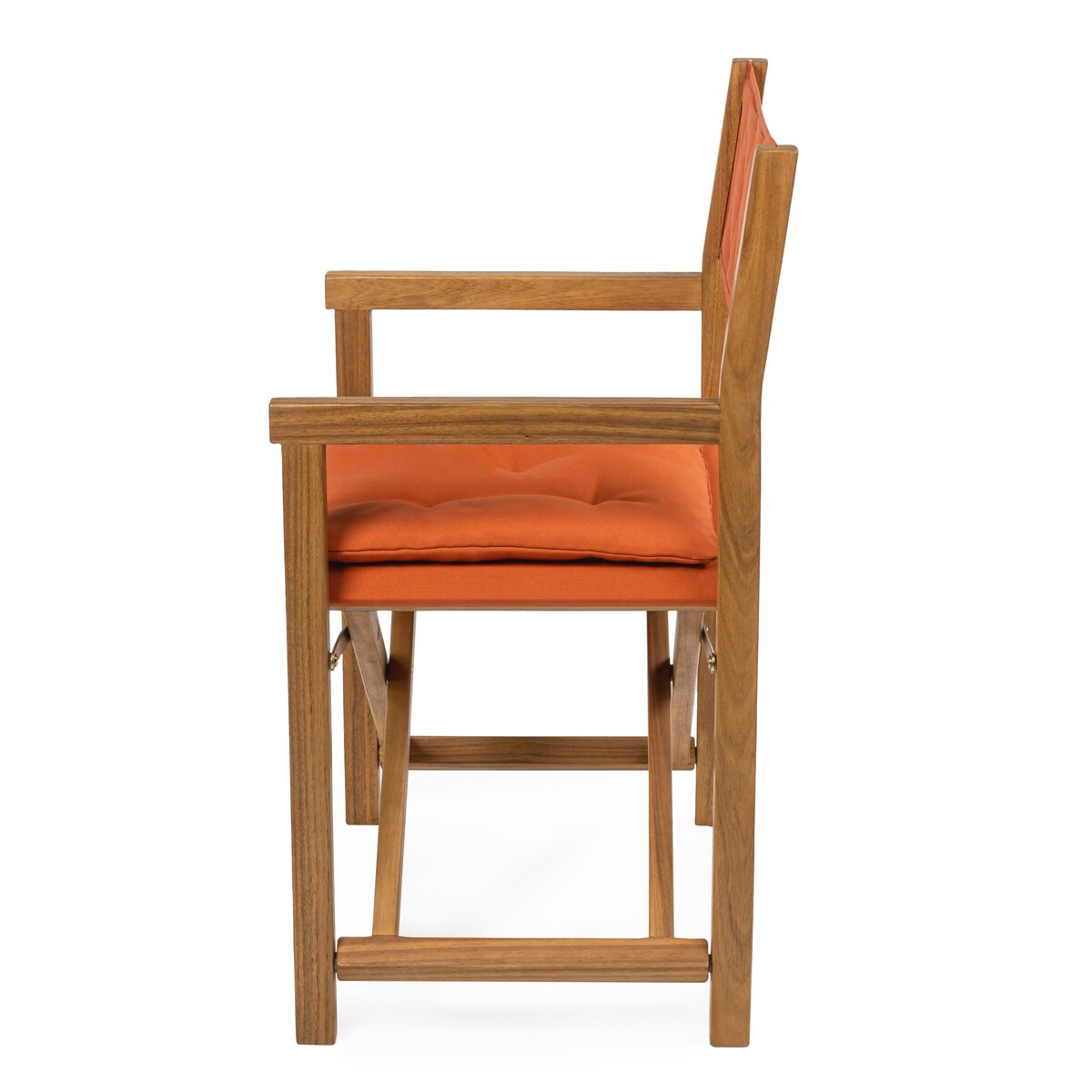 Chaise de réalisateur d'extérieur pliable en bois d'acacia, style Mid-Century, avec dossier matelassé en losanges et coussin, lot de 2 par JONATHAN Y