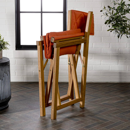 Chaise de réalisateur d'extérieur pliable en bois d'acacia, style Mid-Century, avec dossier matelassé en losanges et coussin, lot de 2 par JONATHAN Y