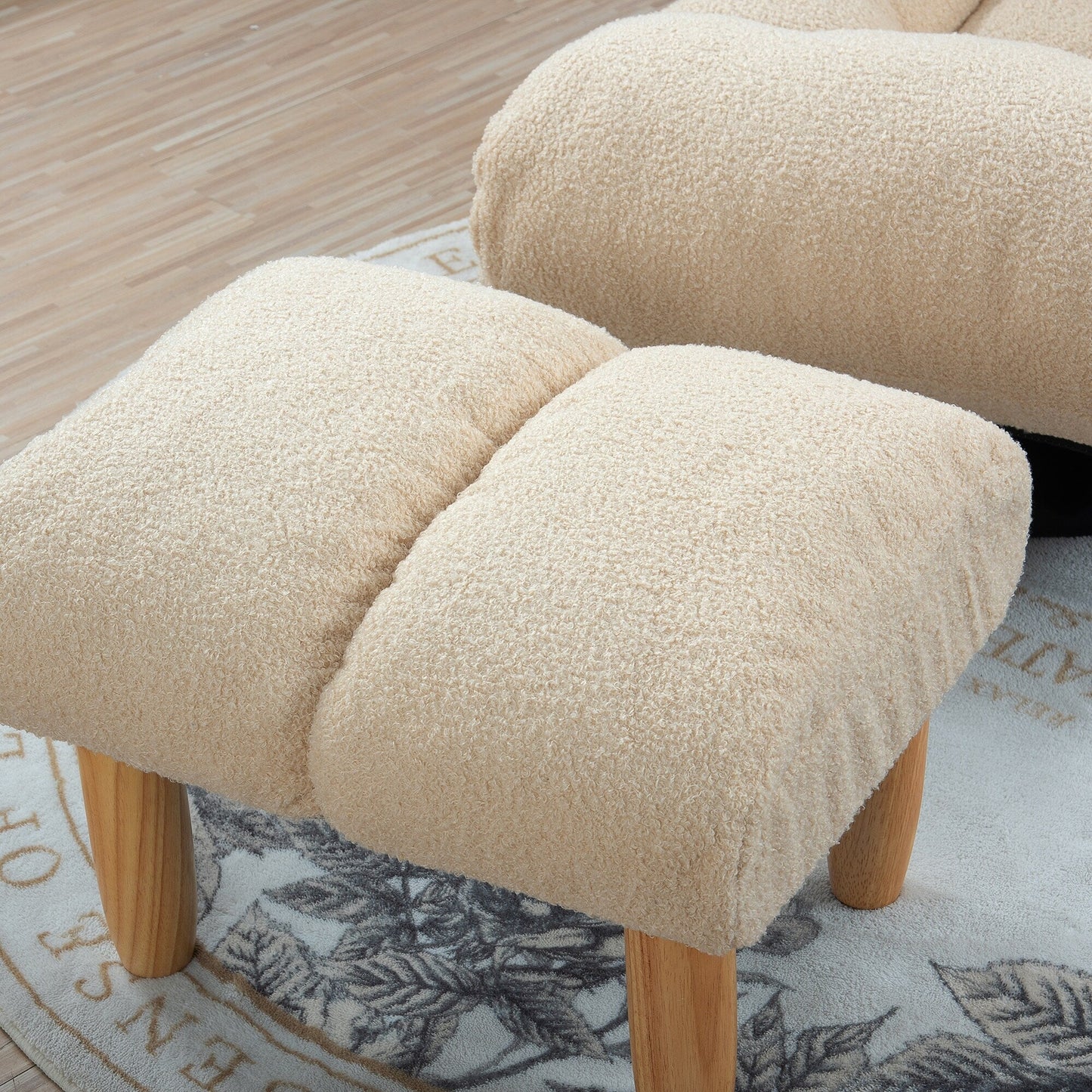 Ensemble de fauteuil inclinable rembourré sans accoudoirs avec pouf et appui-tête réglable