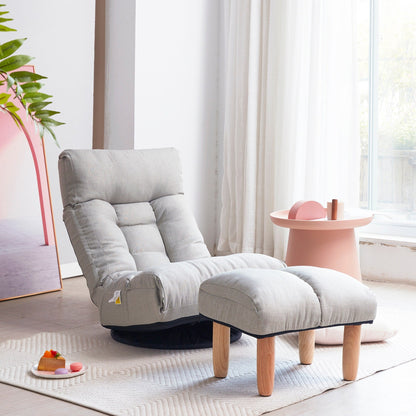 Ensemble de fauteuil inclinable rembourré sans accoudoirs avec pouf et appui-tête réglable