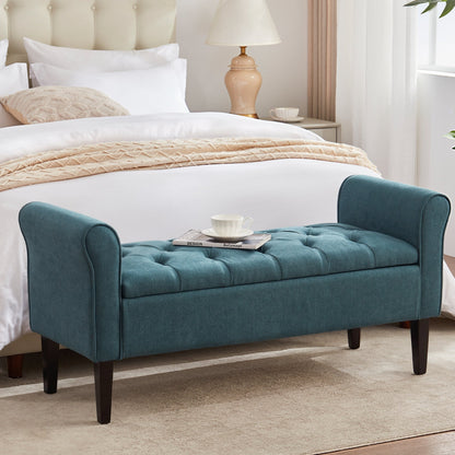 Banc de rangement rembourré, banc d'entrée avec dessus rabattable touffeté, 50,4 pouces