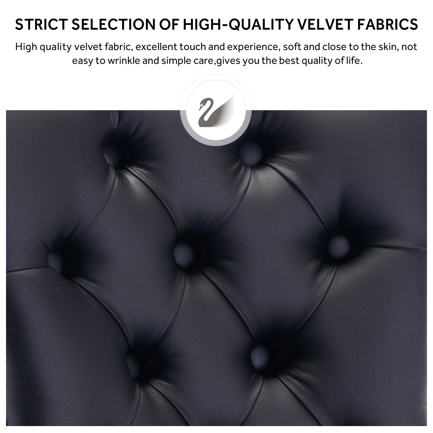 Chaise de salle à manger capitonnée en velours avec pieds en bois massif, lot de 6