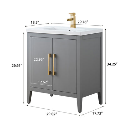Meuble-lavabo simple Vanity Art 20, 24 ou 30 avec dessus en céramique