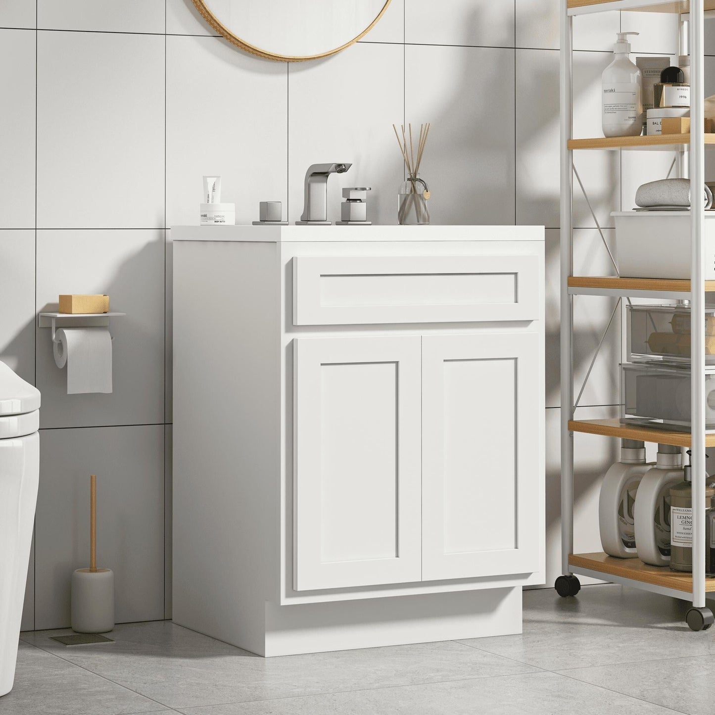 Meuble-lavabo simple en bois massif de 24 pouces de Vanity Art