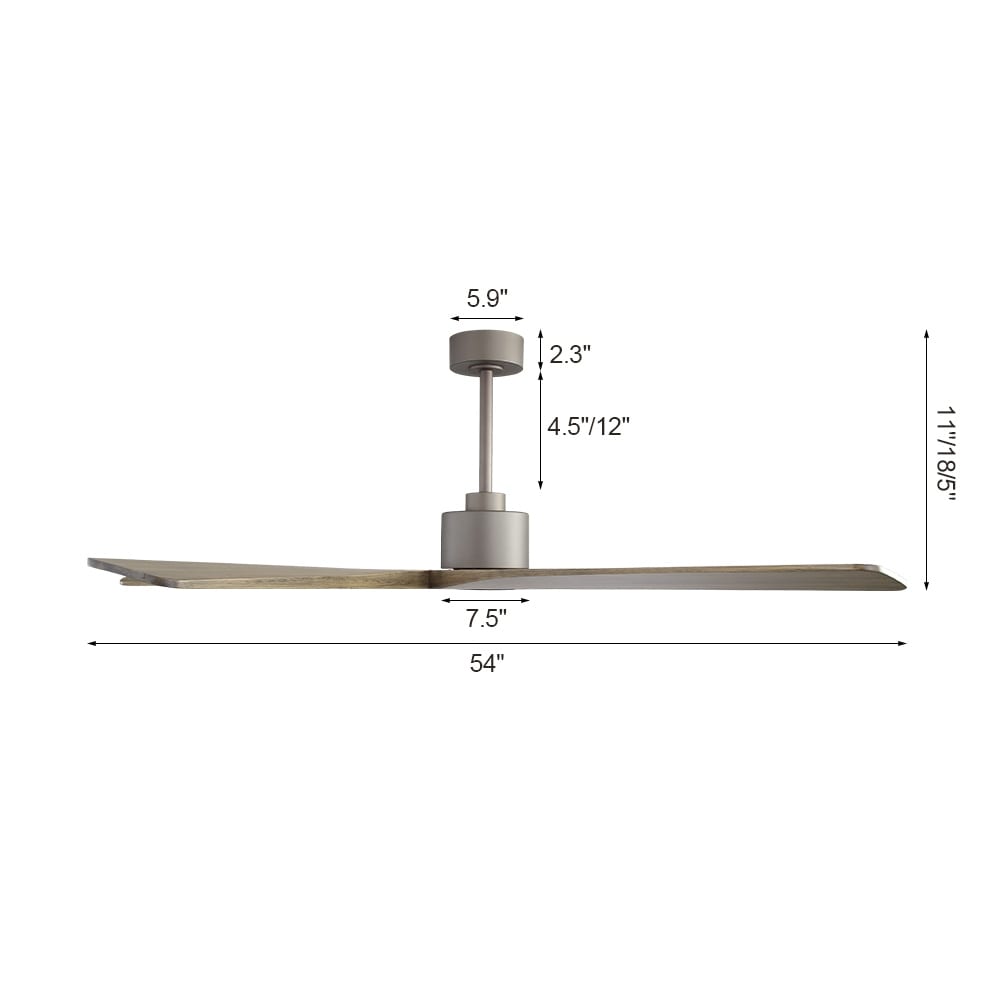 Ventilateur de plafond d'intérieur WINGBO 54 pouces avec moteur à courant continu sans éclairage - N/A
