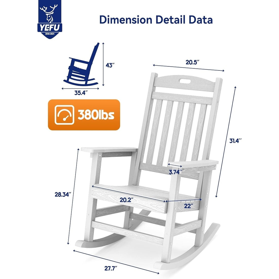 Chaise à bascule d'extérieur toutes saisons WINSOON, lot de 2