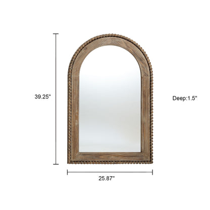 Miroir mural en arc avec cadre en bois, miroir mural de salle de bain - 39,25 H x 25,87 L x 1,5 P