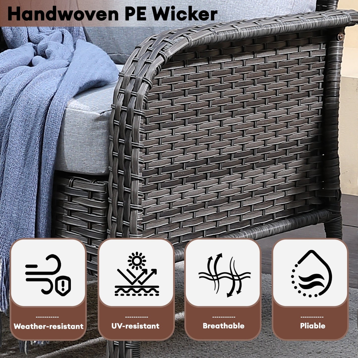 Ensemble de conversation de 4 pièces pour patio extérieur XIZZI avec table