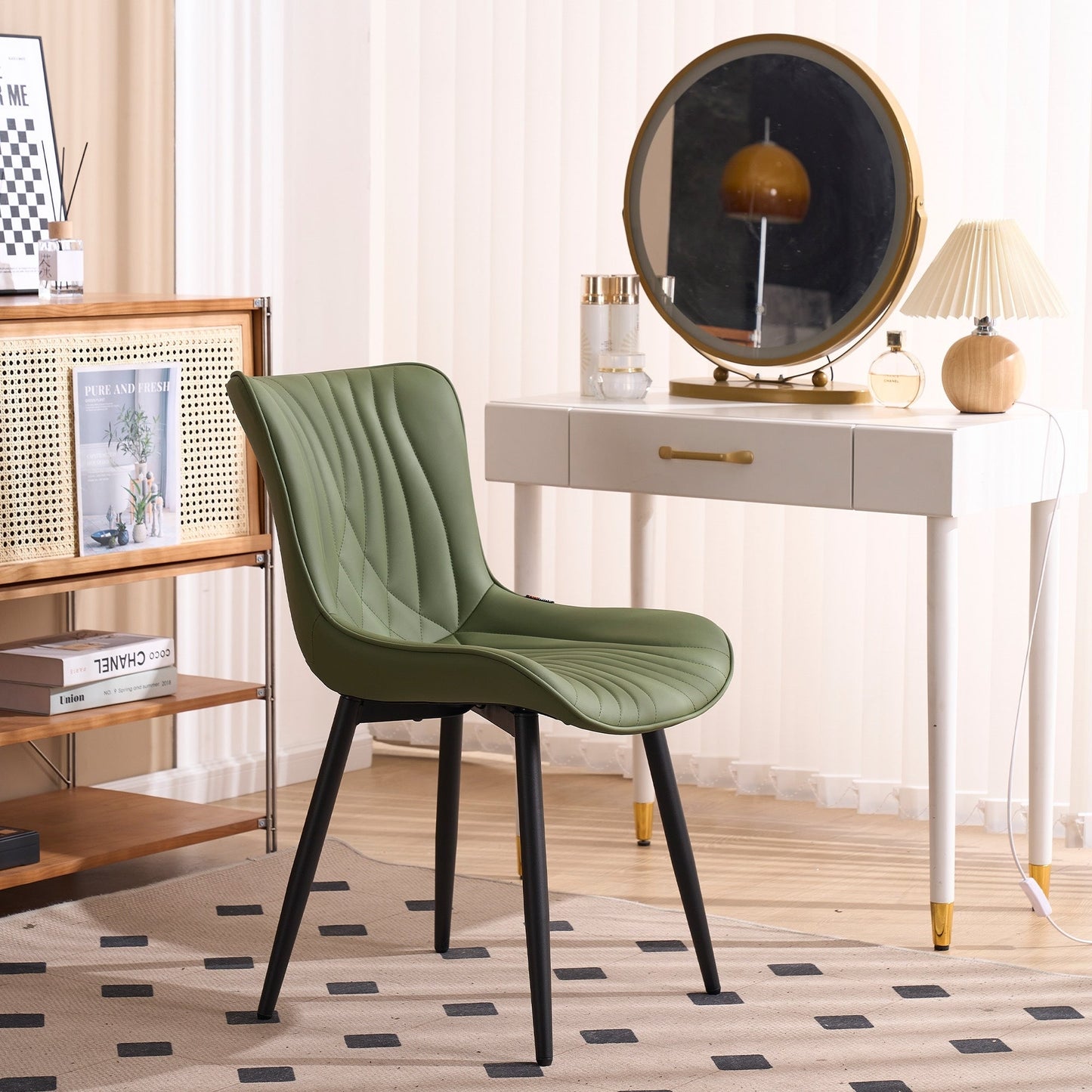 Lot de 2 chaises de salle à manger modernes en cuir rembourré sans accoudoirs