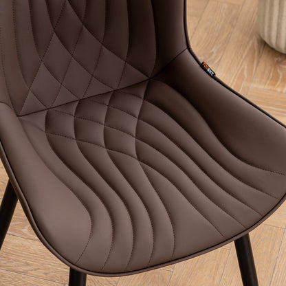 Lot de 2 chaises de salle à manger modernes en cuir rembourré sans accoudoirs