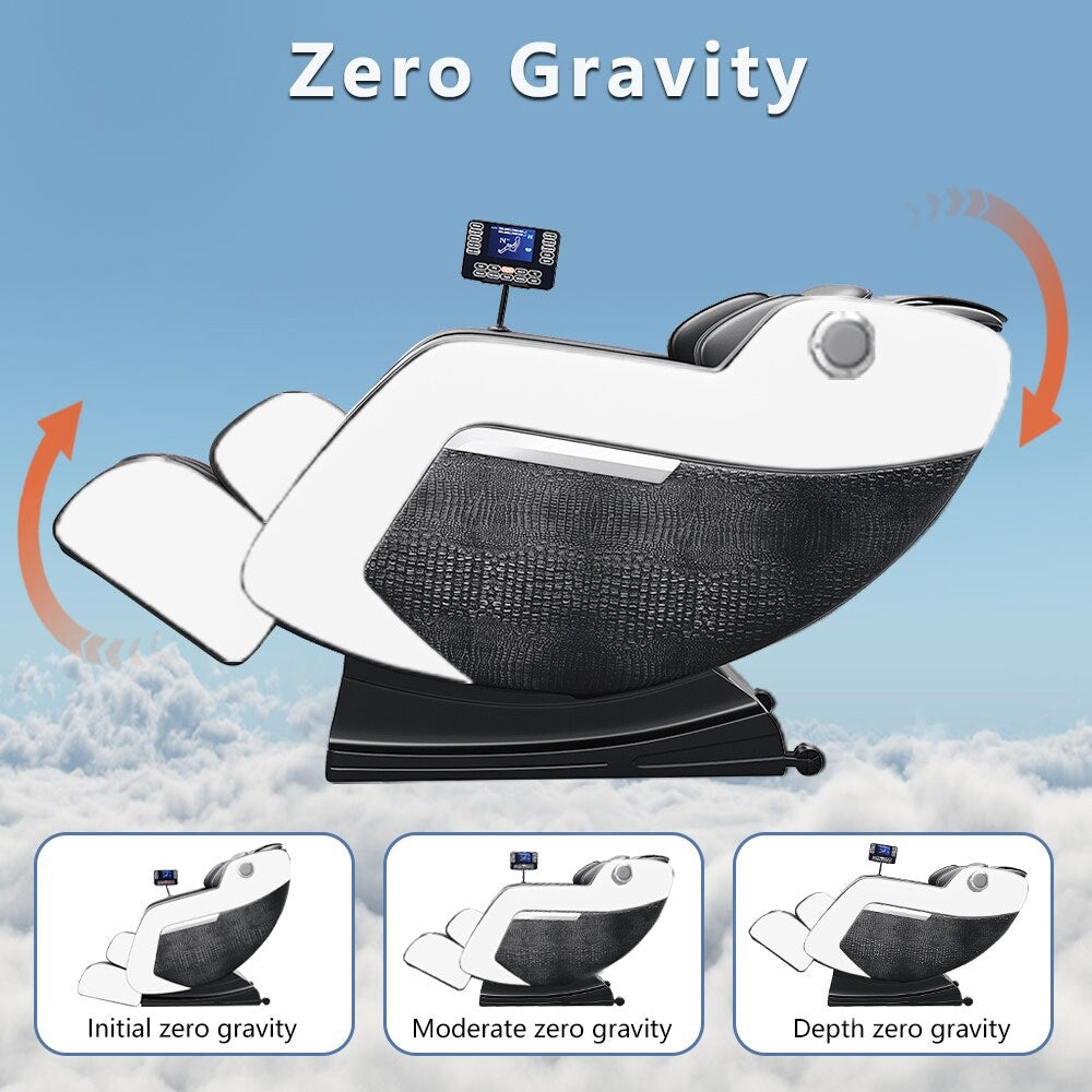 Fauteuil inclinable de massage à gravité zéro avec massage complet du corps, chauffage et audio Bluetooth intégré